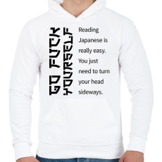 PRINTFASHION Reading Japanese is really easy  - Férfi kapucnis pulóver - Fehér