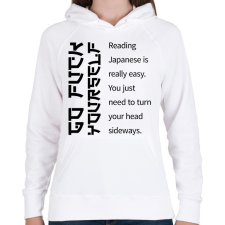 PRINTFASHION Reading Japanese is really easy  - Női kapucnis pulóver - Fehér női pulóver, kardigán