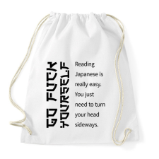 PRINTFASHION Reading Japanese is really easy  - Sportzsák, Tornazsák - Fehér tornazsák