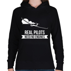 PRINTFASHION Real pilots - Női kapucnis pulóver - Fekete