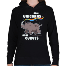 PRINTFASHION Real Unicorns - Női kapucnis pulóver - Fekete