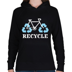 PRINTFASHION Recycle - Női kapucnis pulóver - Fekete