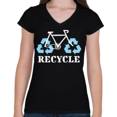 PRINTFASHION Recycle - Női V-nyakú póló - Fekete
