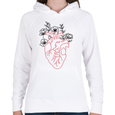 PRINTFASHION red&black 1 - Női kapucnis pulóver - Fehér