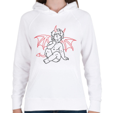 PRINTFASHION red&black 2 - Női kapucnis pulóver - Fehér női pulóver, kardigán