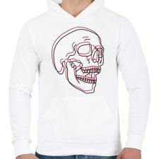 PRINTFASHION Red&Black Skull - Férfi kapucnis pulóver - Fehér férfi pulóver, kardigán