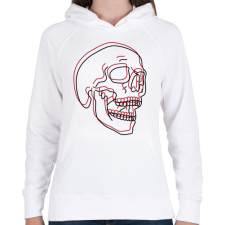 PRINTFASHION Red&Black Skull - Női kapucnis pulóver - Fehér női pulóver, kardigán