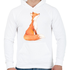 PRINTFASHION Red Fox - Férfi kapucnis pulóver - Fehér férfi pulóver, kardigán