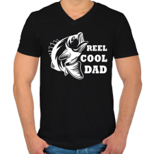 PRINTFASHION Reel Cool Dad  - Férfi V-nyakú póló - Fekete férfi póló