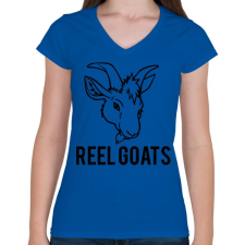 PRINTFASHION Reel Goats - Női V-nyakú póló - Királykék női póló