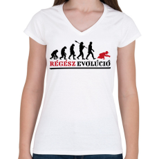 PRINTFASHION Régész evolúció - Női V-nyakú póló - Fehér