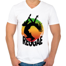 PRINTFASHION Reggae gitáros - Férfi V-nyakú póló - Fehér férfi póló