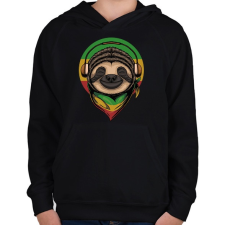 PRINTFASHION Reggae lajhár - Gyerek kapucnis pulóver - Fekete gyerek pulóver, kardigán