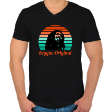 PRINTFASHION Reggae Original - Férfi V-nyakú póló - Fekete férfi póló