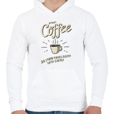 PRINTFASHION Reggeli kávé - Férfi kapucnis pulóver - Fehér