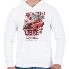 PRINTFASHION régi kocsi - Férfi kapucnis pulóver - Fehér férfi pulóver, kardigán