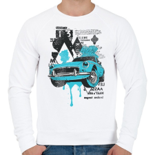 PRINTFASHION régi kocsi - Férfi pulóver - Fehér férfi pulóver, kardigán