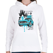 PRINTFASHION régi kocsi - Női kapucnis pulóver - Fehér női pulóver, kardigán