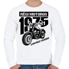 PRINTFASHION Régi motoros-Egyedi évszámmal - Férfi pulóver - Fehér
