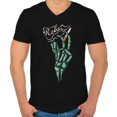 PRINTFASHION Relax - Férfi V-nyakú póló - Fekete
