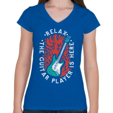 PRINTFASHION Relax - itt van a gitáros - Női V-nyakú póló - Királykék női póló