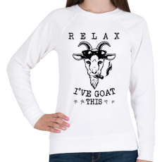 PRINTFASHION Relax kecske - Női pulóver - Fehér