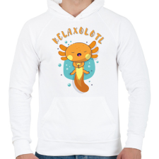 PRINTFASHION Relaxolotl - Férfi kapucnis pulóver - Fehér férfi pulóver, kardigán