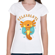 PRINTFASHION Relaxolotl - Női V-nyakú póló - Fehér női póló