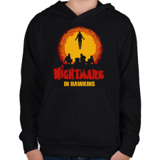 PRINTFASHION Rémálom Hawkinsban - Stranger Things - Gyerek kapucnis pulóver - Fekete gyerek pulóver, kardigán