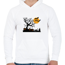 PRINTFASHION Rémisztő Halloween - Férfi kapucnis pulóver - Fehér férfi pulóver, kardigán