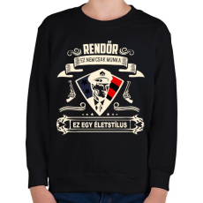 PRINTFASHION Rendőr Életstílus - Gyerek pulóver - Fekete