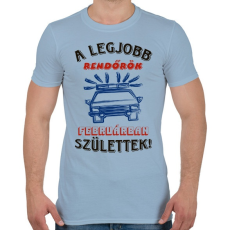 PRINTFASHION REndőr szülinapja február színes - Férfi póló - Világoskék