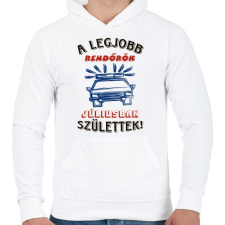 PRINTFASHION Rendőr szülinapja július színes - Férfi kapucnis pulóver - Fehér férfi pulóver, kardigán