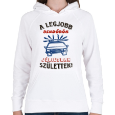 PRINTFASHION Rendőr szülinapja július színes - Női kapucnis pulóver - Fehér női pulóver, kardigán