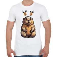 PRINTFASHION Rénszarvas bober - Férfi póló - Fehér férfi póló