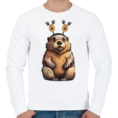 PRINTFASHION Rénszarvas bober - Férfi pulóver - Fehér