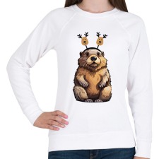 PRINTFASHION Rénszarvas bober - Női pulóver - Fehér női pulóver, kardigán