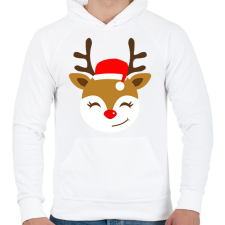 PRINTFASHION Rénszarvas  - Férfi kapucnis pulóver - Fehér férfi pulóver, kardigán