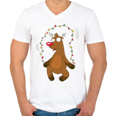 PRINTFASHION Rénszarvas - Férfi V-nyakú póló - Fehér