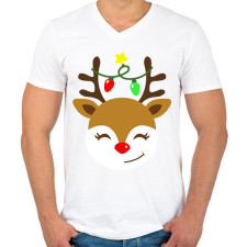 PRINTFASHION Rénszarvas  - Férfi V-nyakú póló - Fehér férfi póló