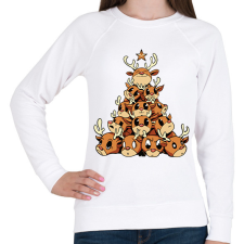 PRINTFASHION Rénszarvas karácsonyfa - Női pulóver - Fehér női pulóver, kardigán