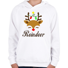 PRINTFASHION Rénszarvas/Reindeer - Gyerek kapucnis pulóver - Fehér gyerek pulóver, kardigán