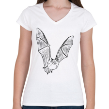 PRINTFASHION Repülő denevér - Női V-nyakú póló - Fehér női póló