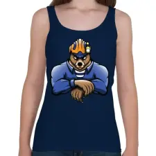 PRINTFASHION Rescue Bear - Női atléta - Sötétkék női trikó