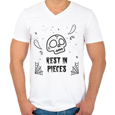 PRINTFASHION REST IN PIECES - Férfi V-nyakú póló - Fehér férfi póló