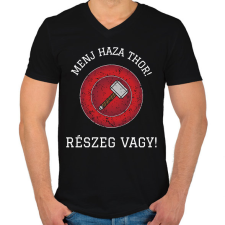 PRINTFASHION Részeg vagy Thor! - Férfi V-nyakú póló - Fekete férfi póló