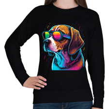 PRINTFASHION Retro Beagle - Női pulóver - Fekete női pulóver, kardigán
