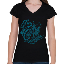 PRINTFASHION Retro bicikli - Női V-nyakú póló - Fekete női póló