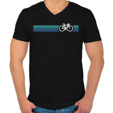 PRINTFASHION Retro biciklis póló - Férfi V-nyakú póló - Fekete férfi póló