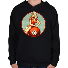 PRINTFASHION Retro bilárd - Gyerek kapucnis pulóver - Fekete gyerek pulóver, kardigán
